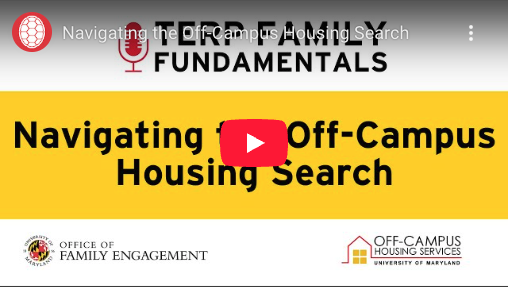 YouTube thumbnail for webinar titled Navigating the Off-Campus Housing Search